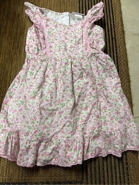 American Girl Pink Floral Dress with Lace Trim